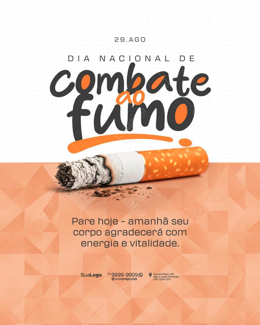 Flyer Dia Nacional de Combate ao Fumo PSD Editável