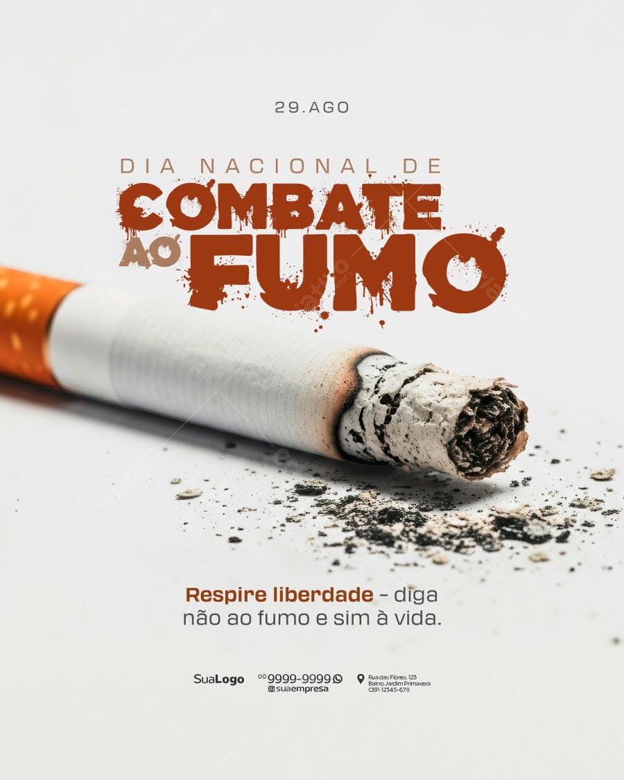 Post para o Dia Nacional de Combate ao Fumo PSD Editável