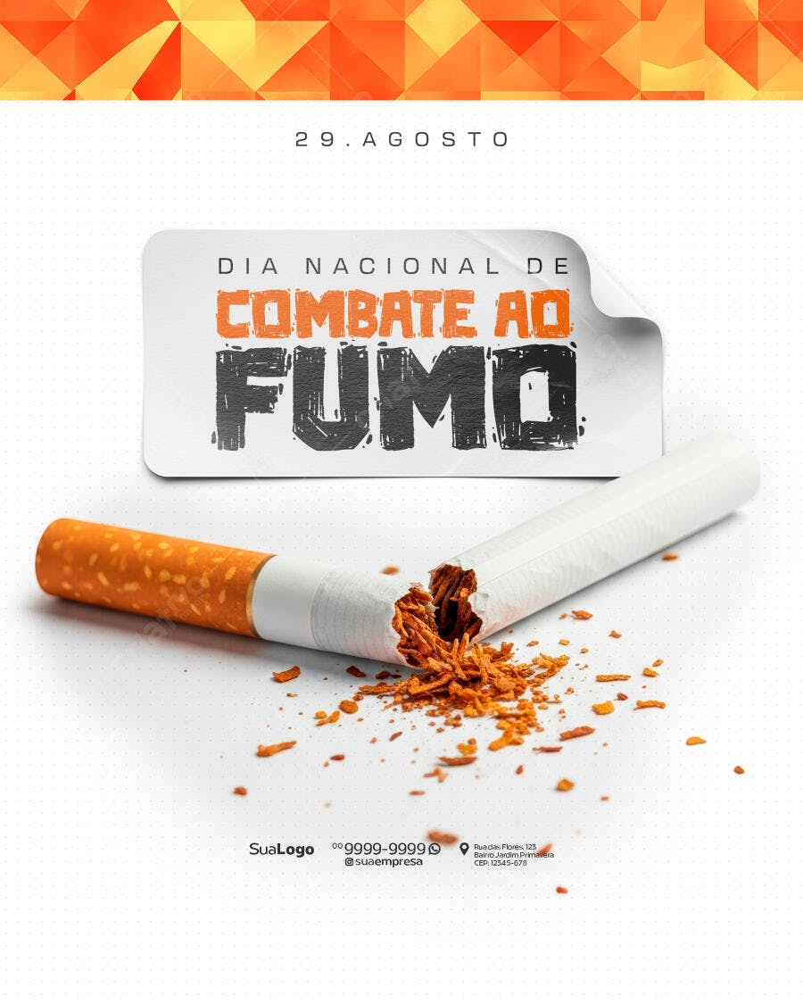 Flyer Dia Nacional de Combate ao Fumo PSD Editável