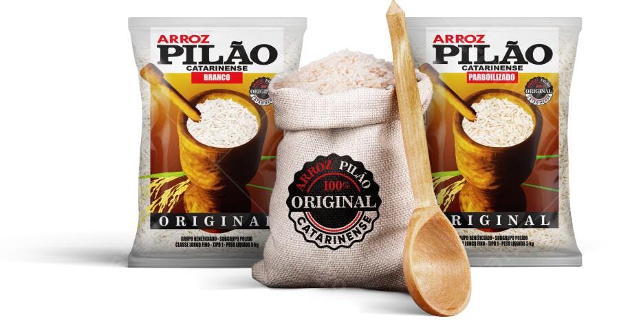 Mockup Embalagem Arroz Pilão PNG com fundo transparente