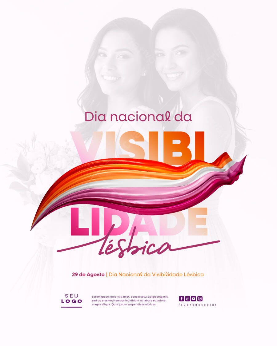 Flyer Dia da Visibilidade Lésbica 29 de Agosto PSD Editável