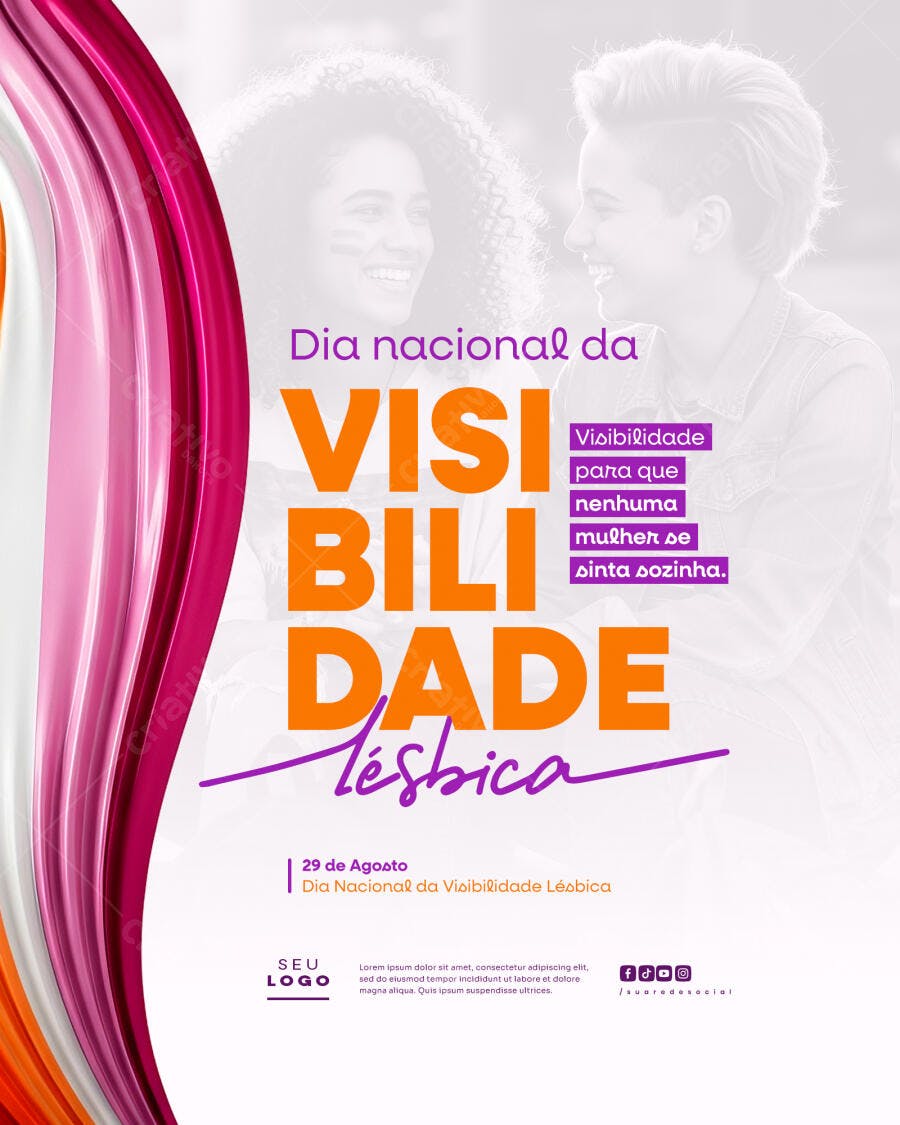 Flyer Dia Nacional da Visibilidade Lésbica PSD Editável