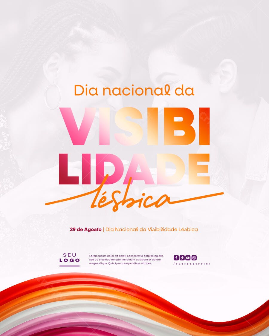 Flyer Dia da Visibilidade Lésbica 29 de Agosto PSD Editável