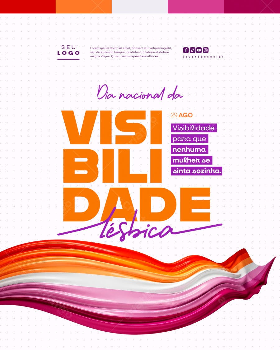 Flyer Dia da Visibilidade Lésbica 29 de Agosto PSD Editável