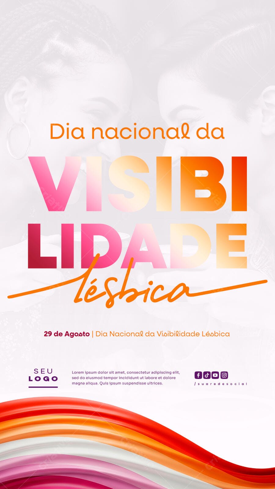 Flyer Dia da Visibilidade Lésbica 29 de Agosto PSD Editável