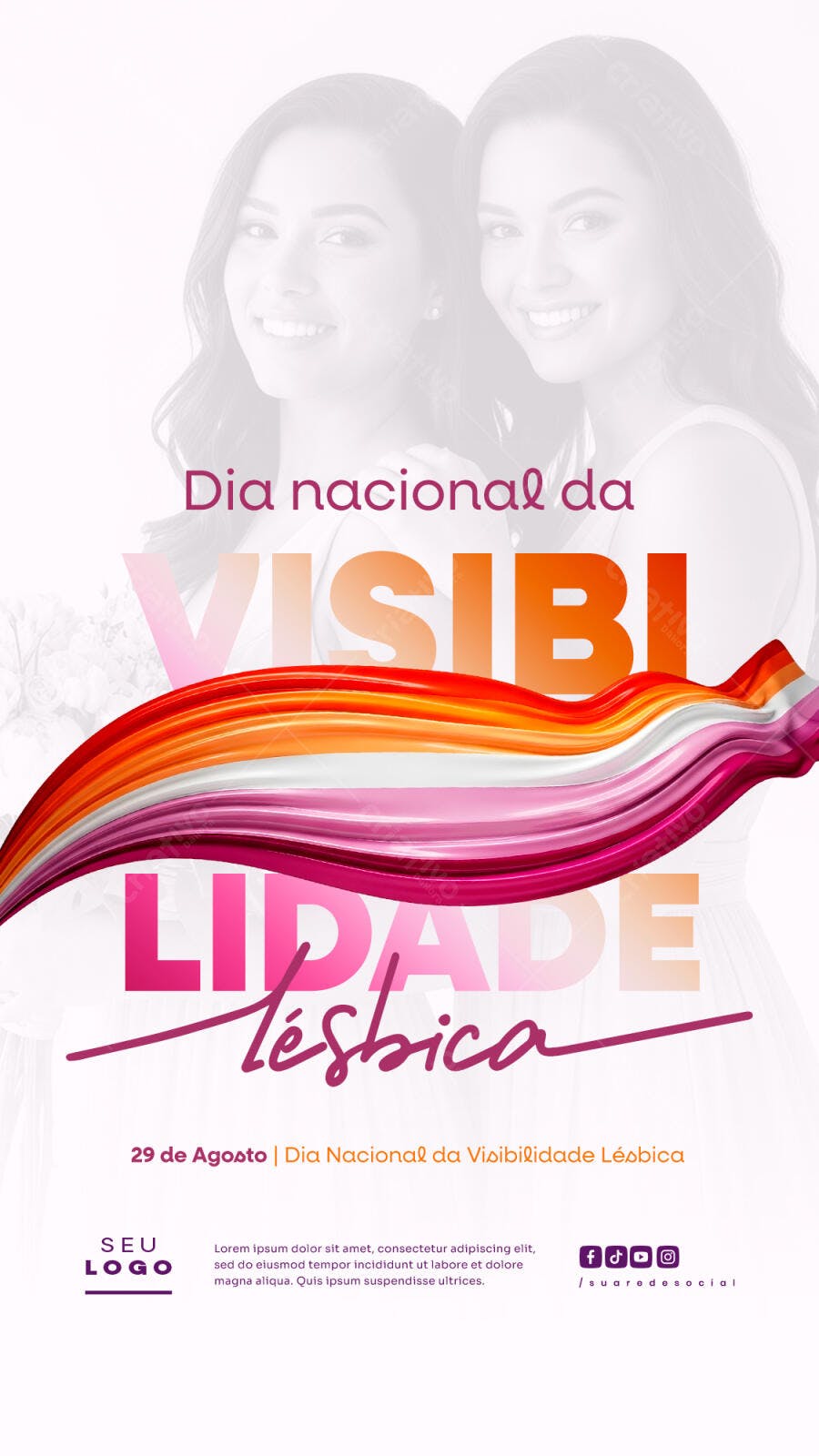 Flyer para o Dia Nacional da Visibilidade Lésbica PSD Editável