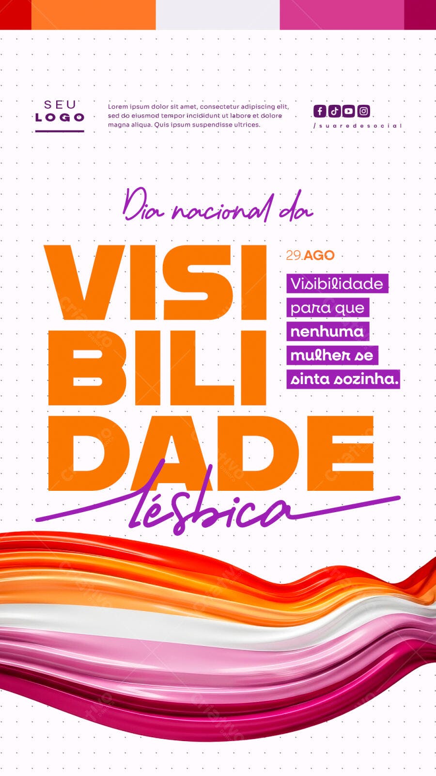 Flyer Dia da Visibilidade Lésbica 29 Ago PSD Editável