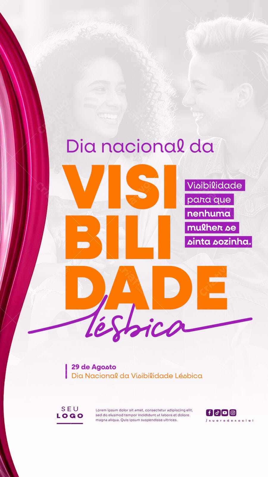 Flyer Dia Nacional da Visibilidade Lésbica PSD Editável