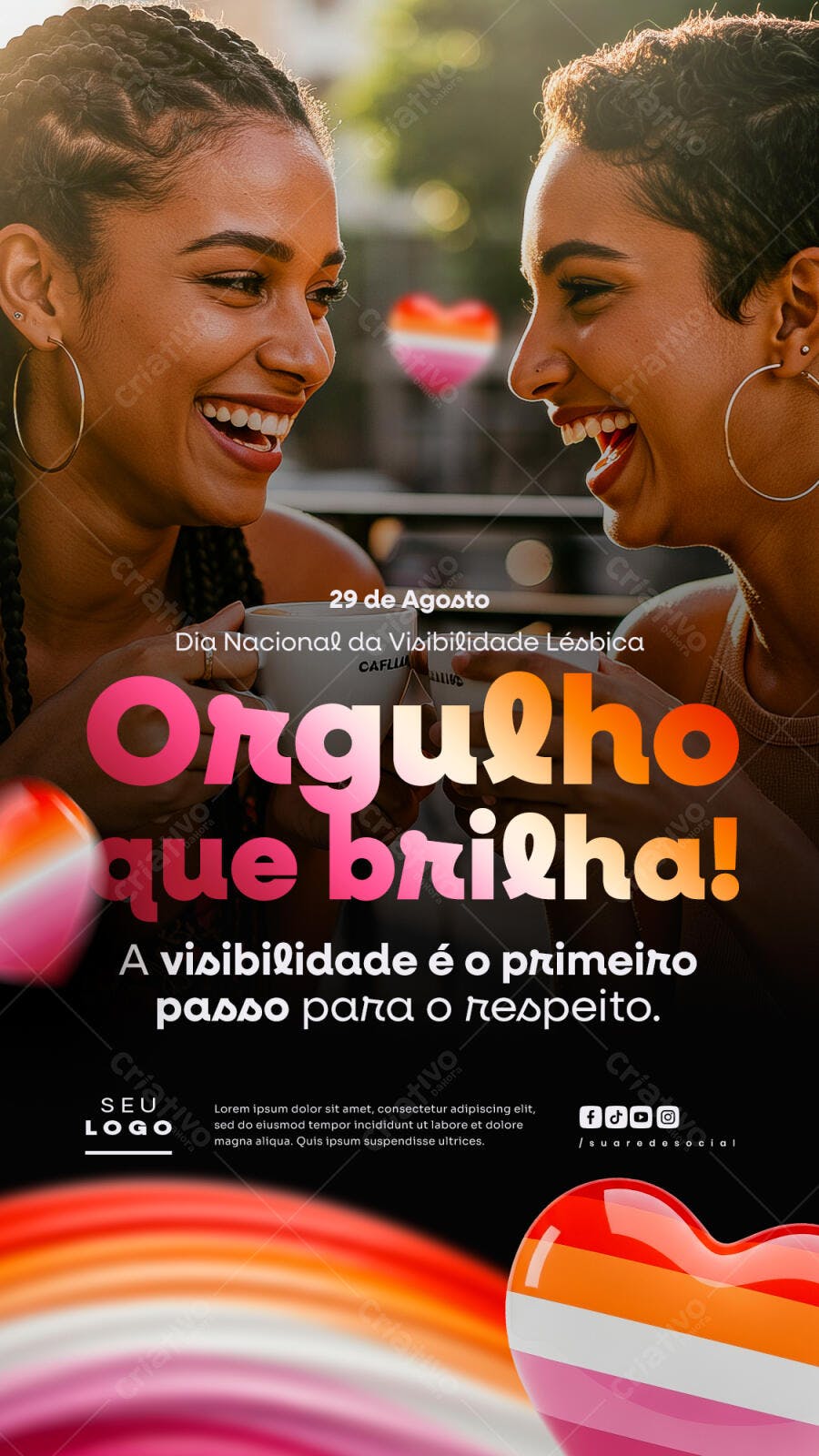 Flyer Dia da Visibilidade Lésbica 29 de Agosto PSD Editável