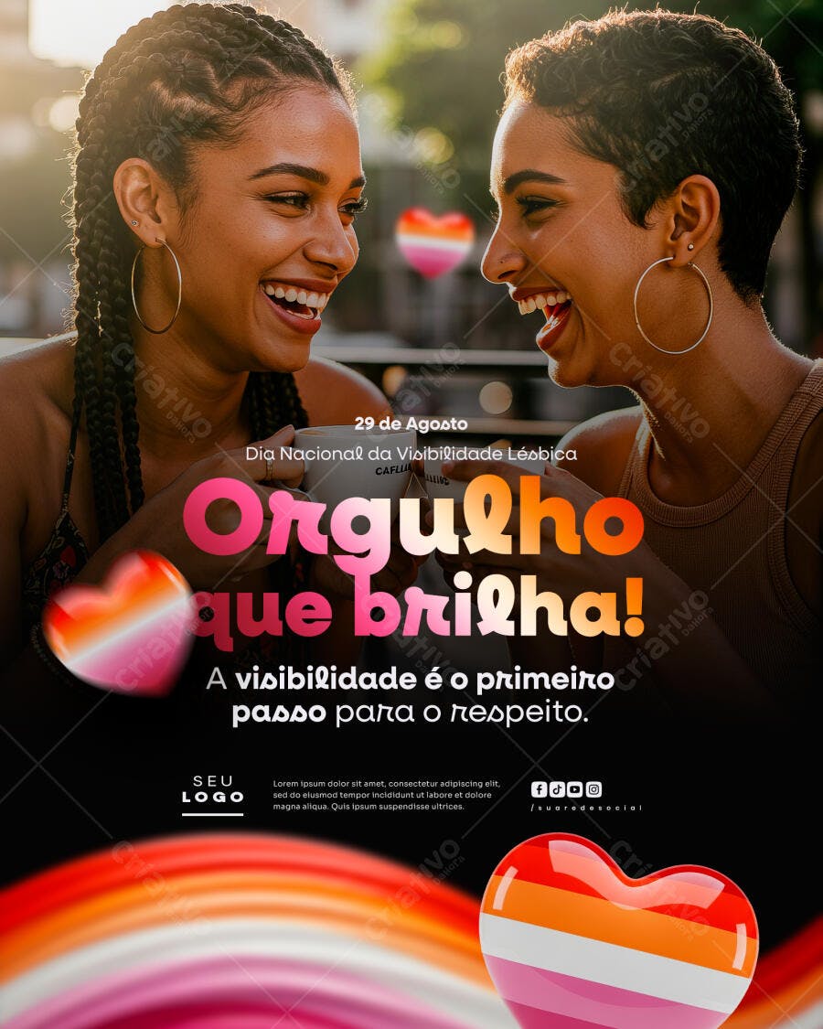 Flyer Dia Nacional da Visibilidade Lésbica PSD Editável