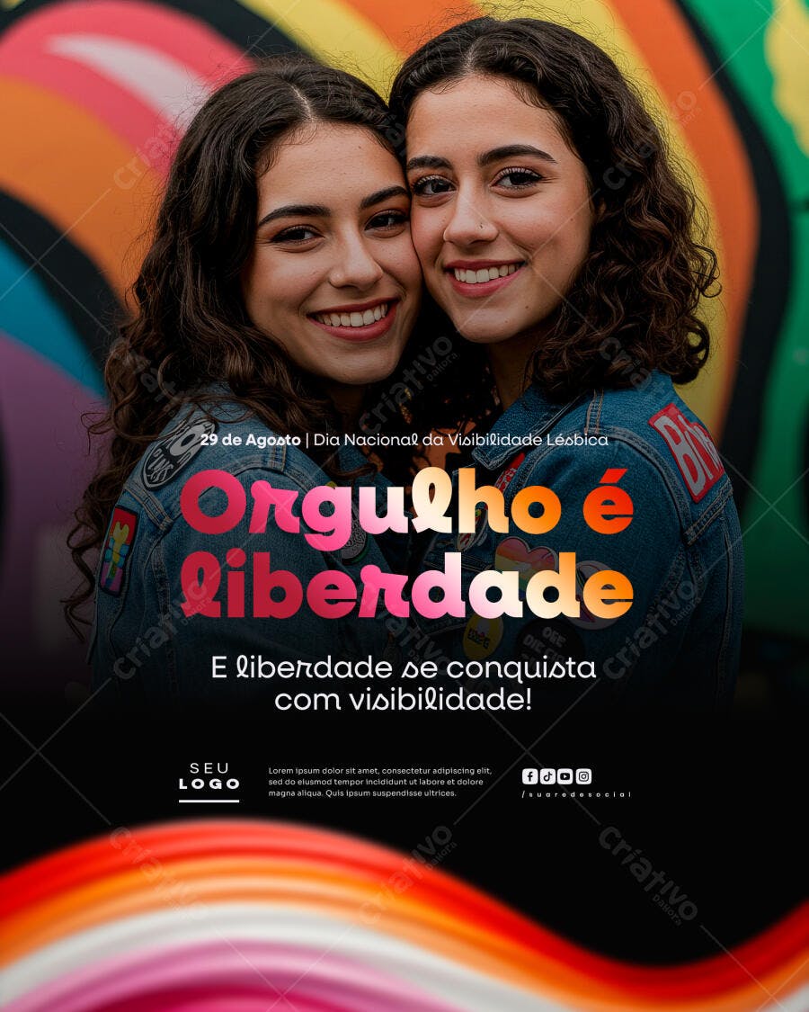 Poster Dia da Visibilidade Lésbica PSD Editável