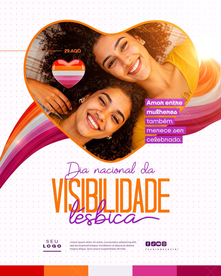 Flyer Dia da Visibilidade Lésbica 29 de Agosto PSD Editável