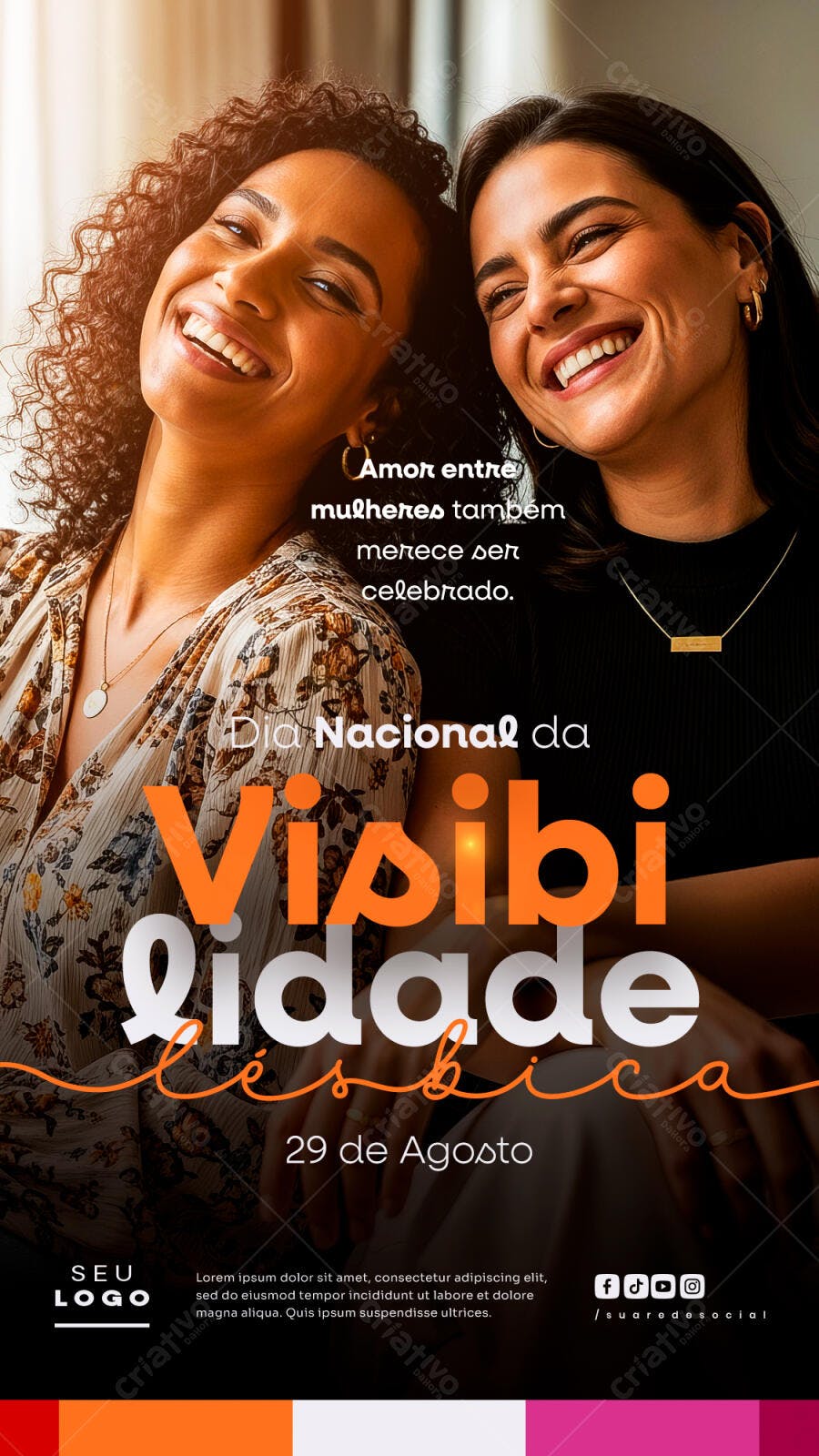 Flyer para o Dia Nacional da Visibilidade Lésbica PSD Editável