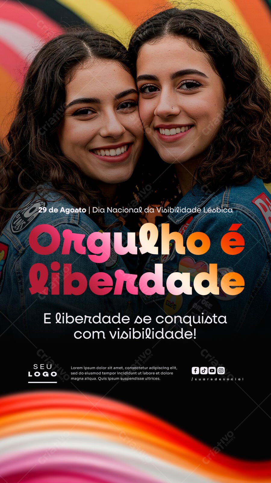 Flyer Dia Nacional da Visibilidade Lésbica PSD Editável