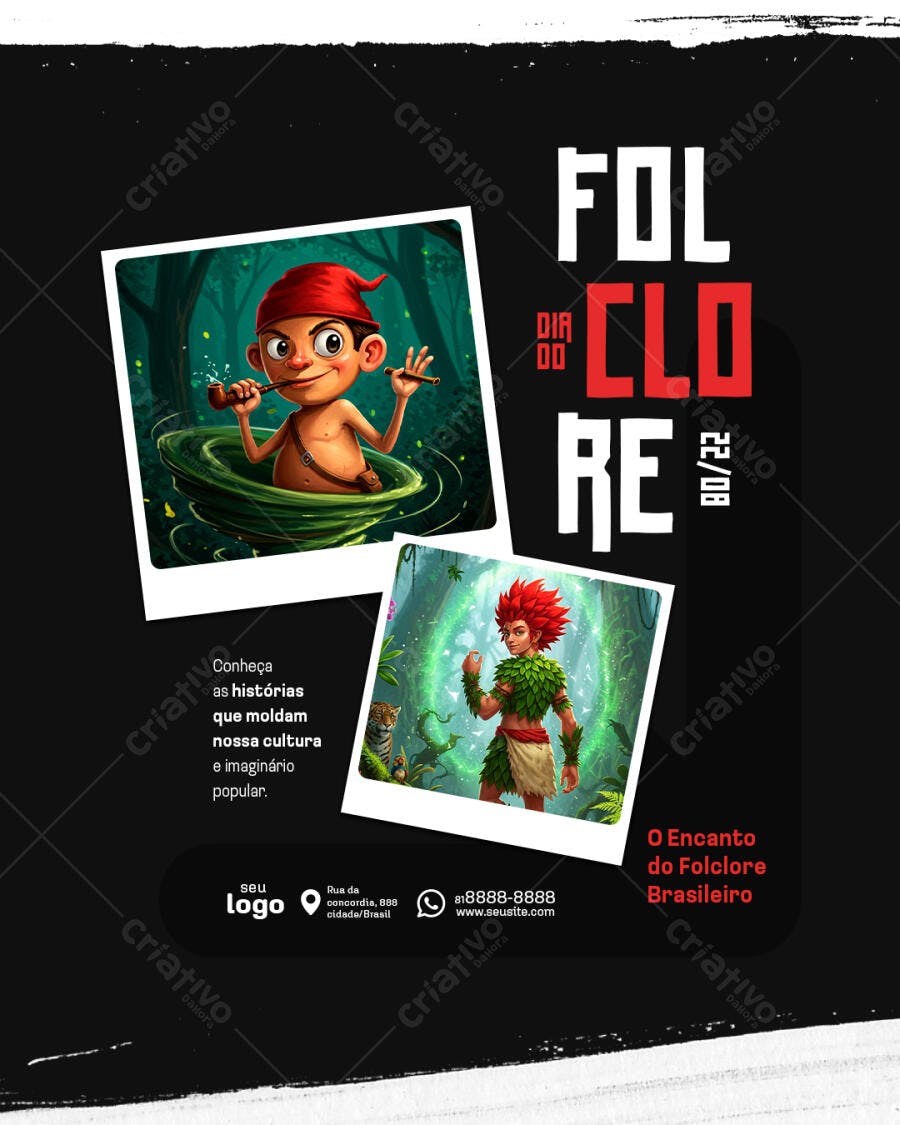 Flyer Dia do Folclore PSD Editável