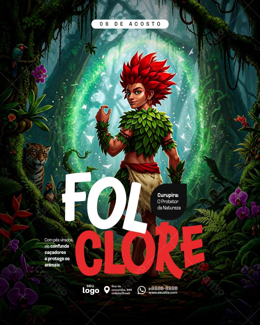Flyer Dia do Folclore 08 de Agosto PSD Editável