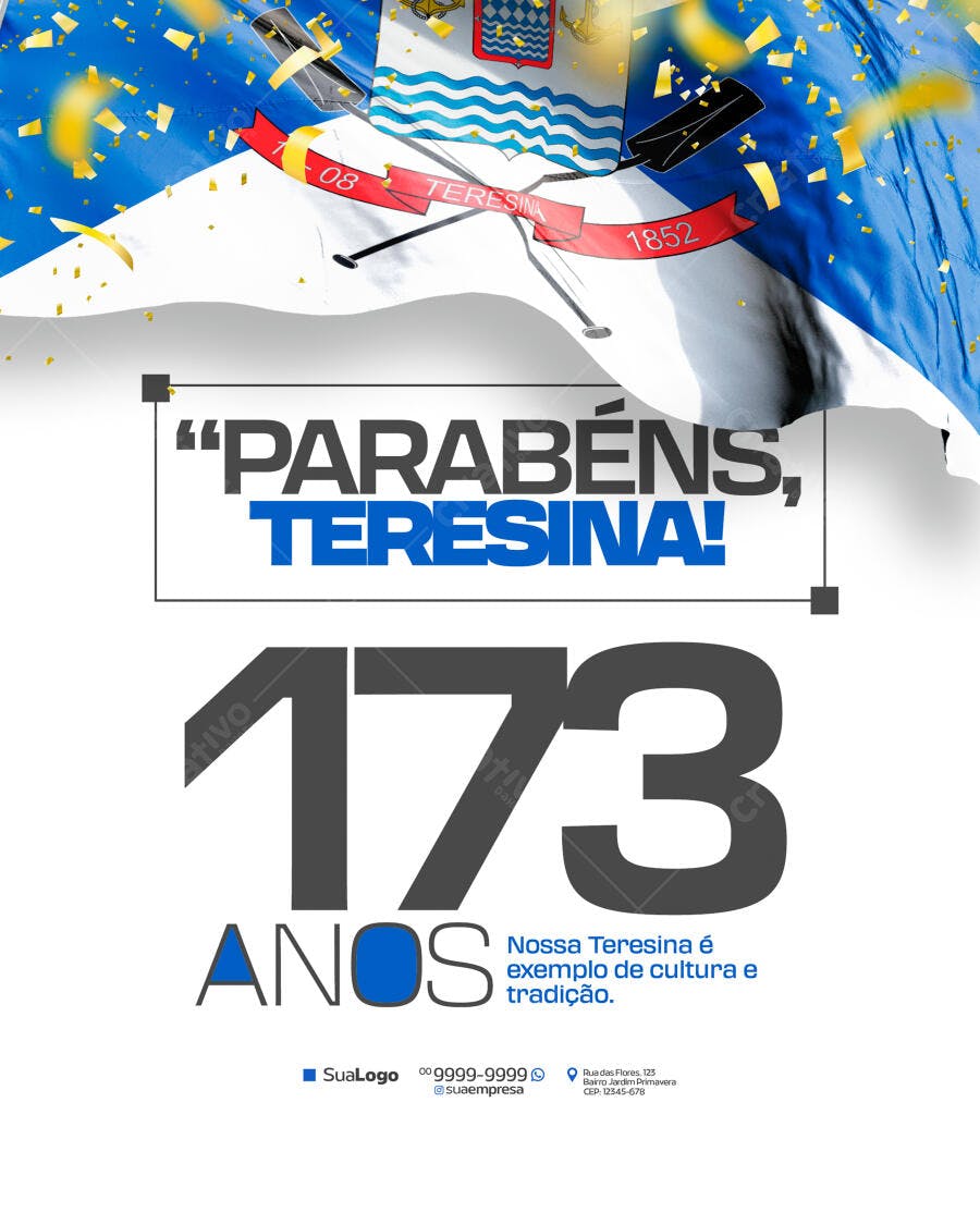 Flyer Aniversário Teresina 173 anos PSD Editável