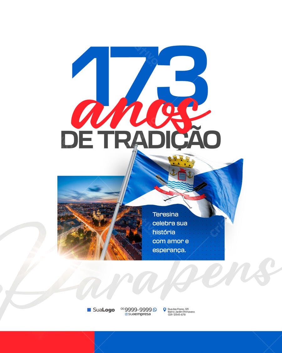 Flyer Aniversário 173 Anos Teresina PSD Editável