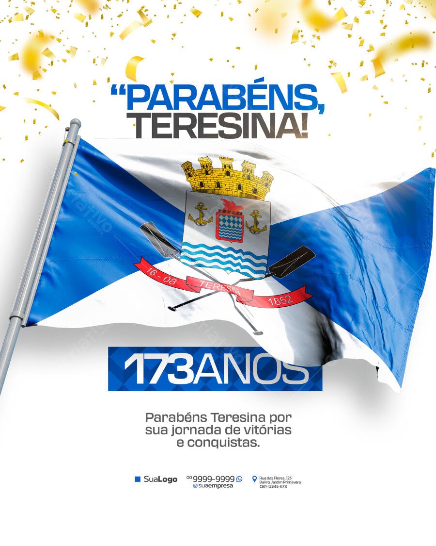 Flyer Aniversário Teresina 16 de Agosto PSD Editável