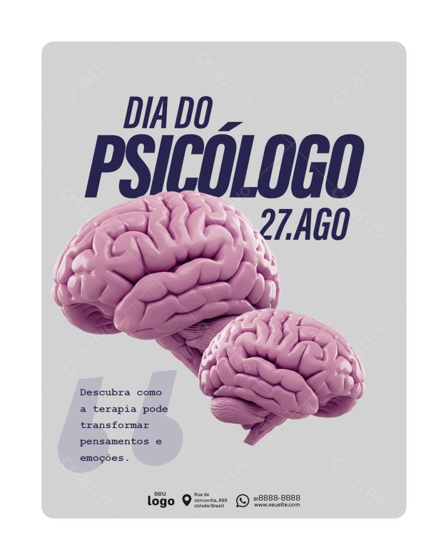 Flyer Dia do Psicólogo 27 de Agosto PSD Editável