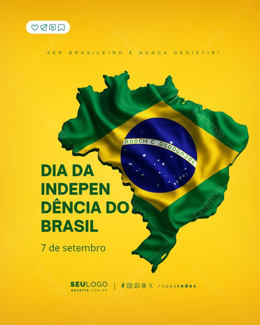 Post Instagram Dia da Independência do Brasil Editável no Canva