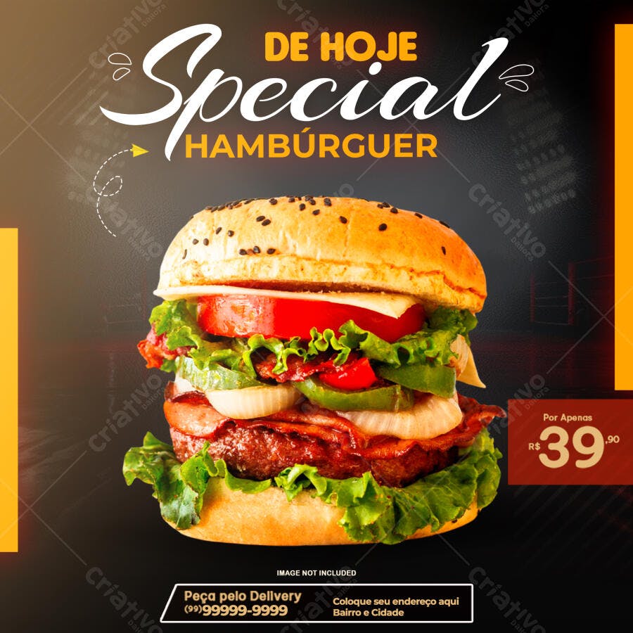 Flyer Promoção Hambúrguer PSD Editável