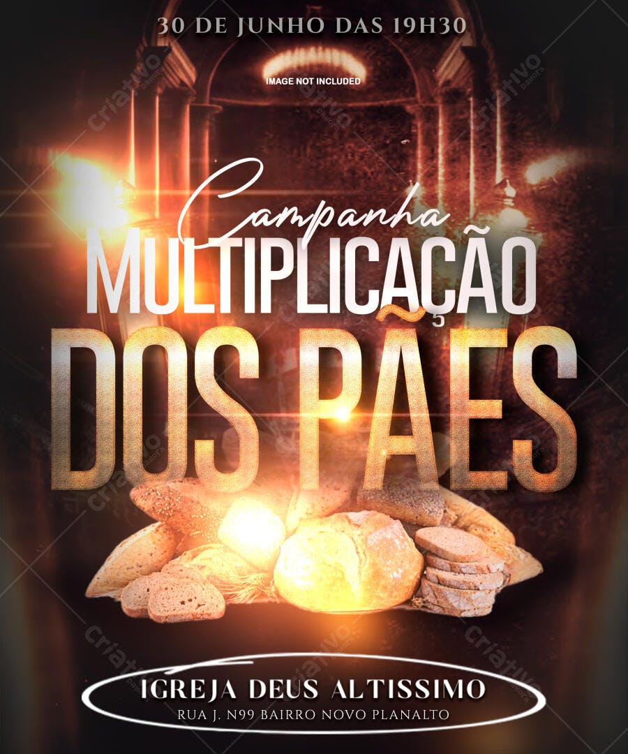 Flyer Campanha Multiplicação dos Pães 30 de Junho PSD Editável