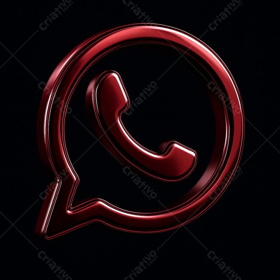 Ícone WhatsApp vermelho metálico