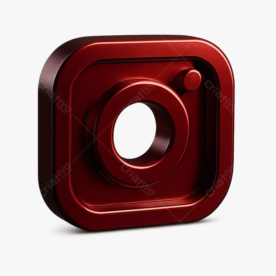 Logo Instagram em Vermelho Escuro 3D