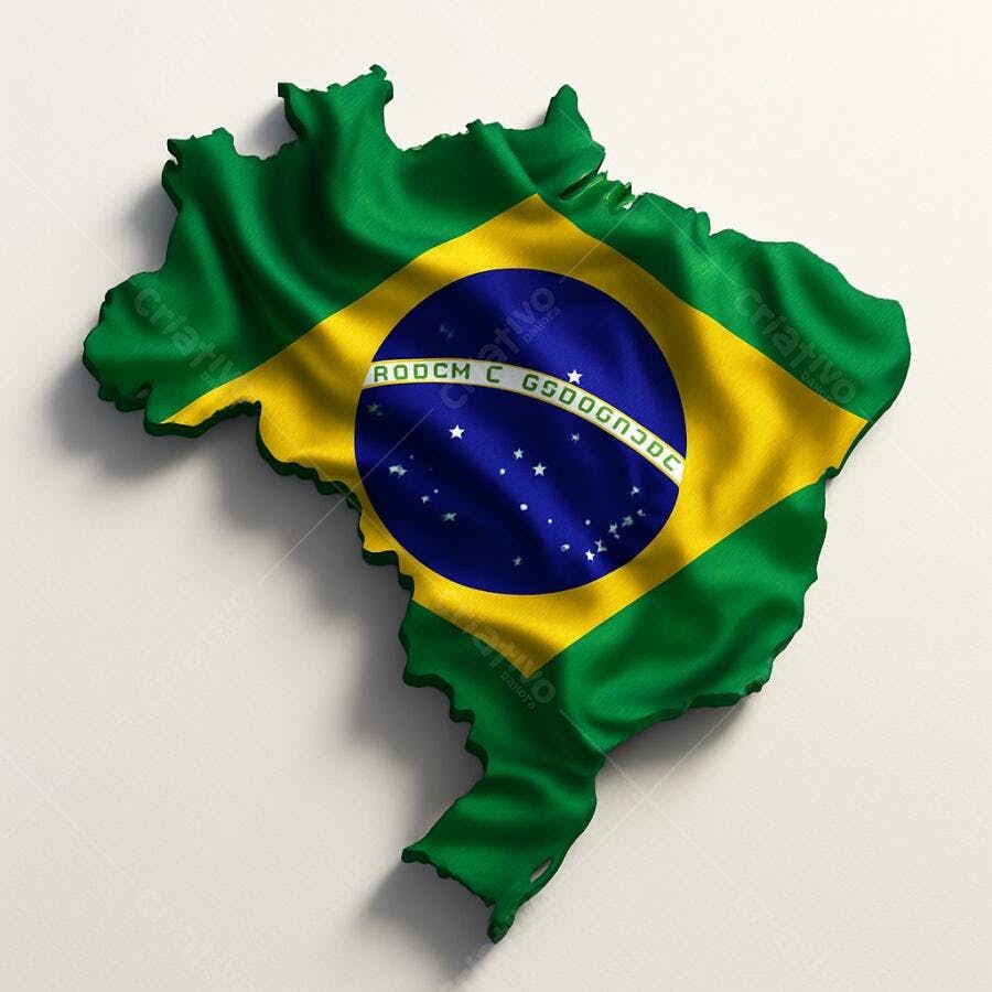 Bandeira Brasileira em mapa do país