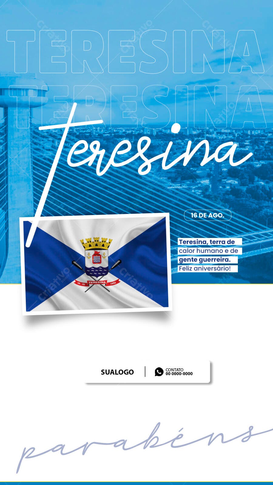 Flyer Aniversário Teresina 16 de Agosto PSD Editável