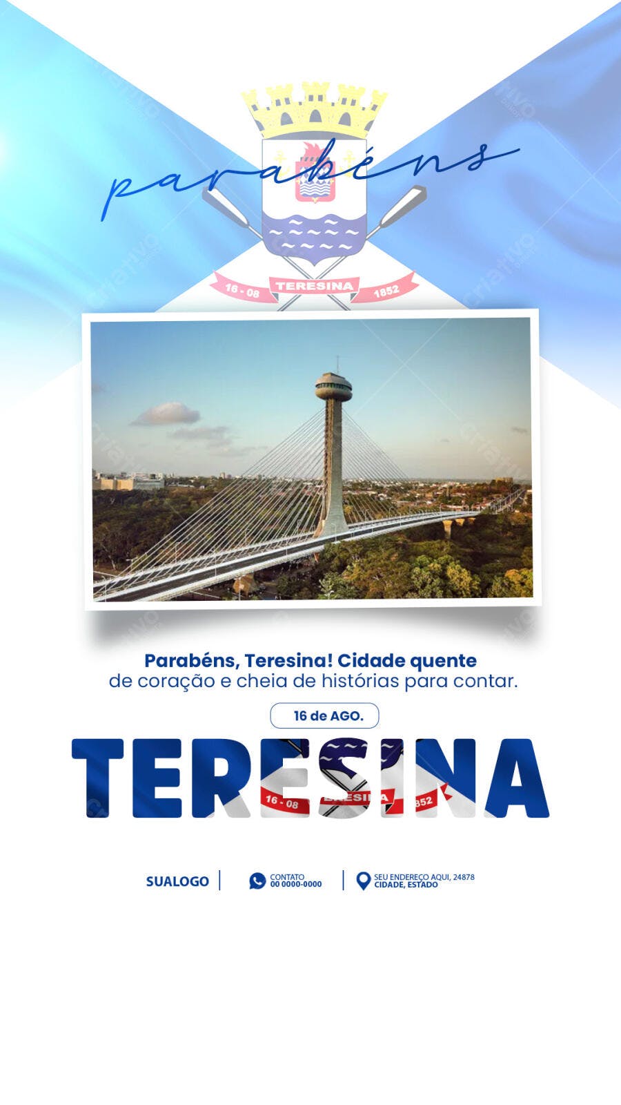 Flyer Aniversário Teresina 16 de Agosto PSD Editável