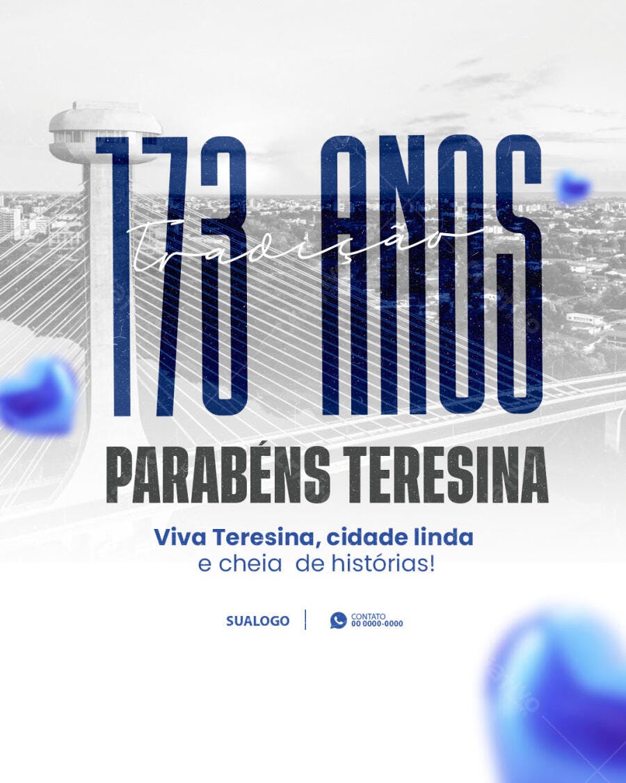 Flyer Aniversário Teresina 173 Anos PSD Editável