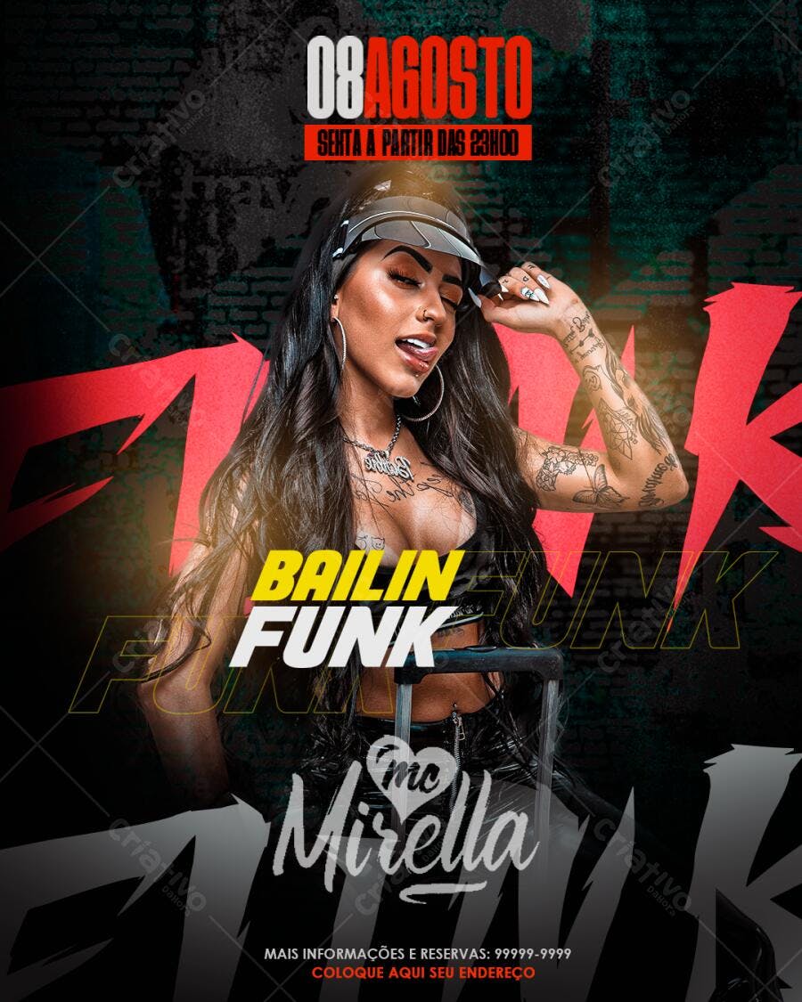 Flyer Baile Funk 08 de Agosto PSD Editável