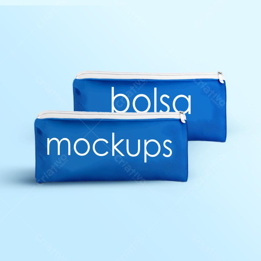 Mockup de Bolsa Azul PSD Editável