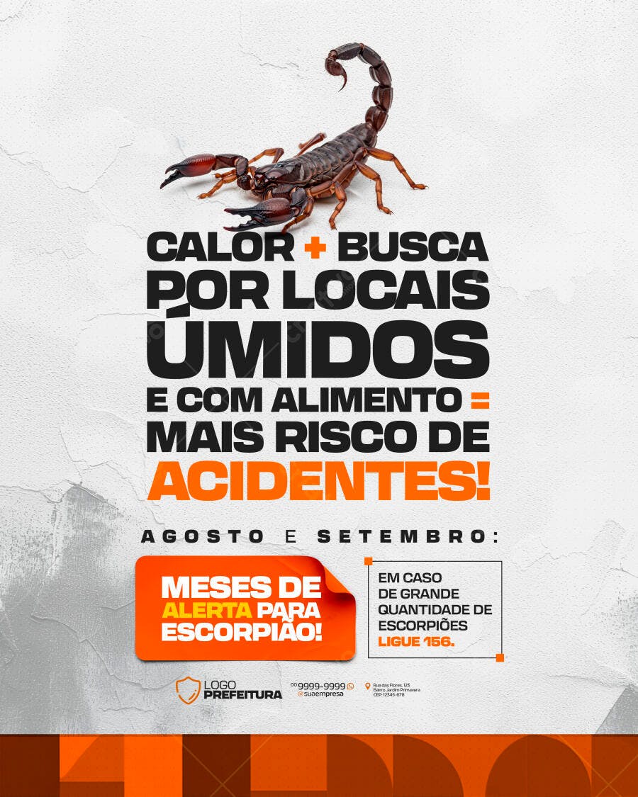Cartaz Alerta Escorpião Agosto/Setembro PSD Editável