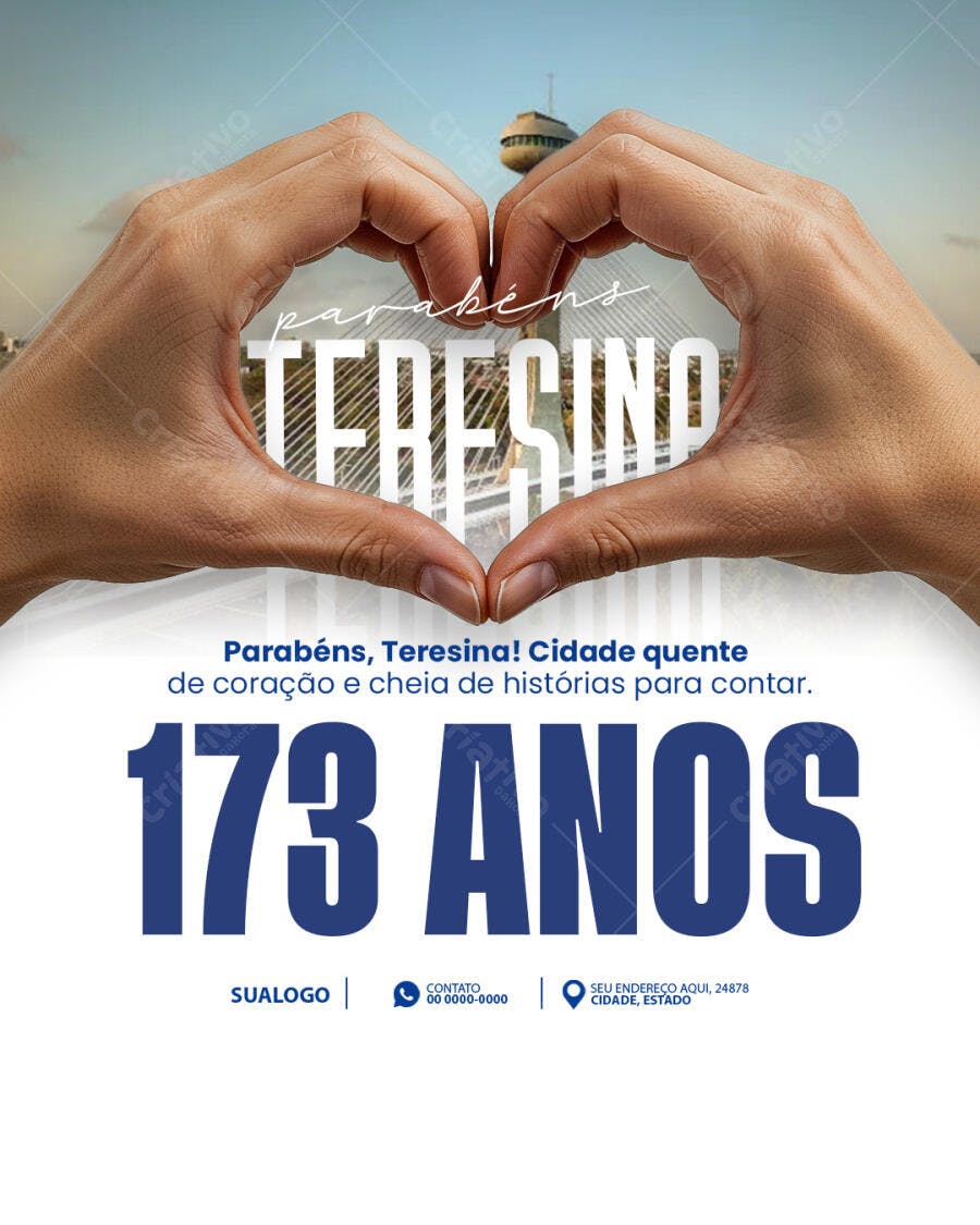 Flyer Aniversário Teresina 173 Anos PSD Editável