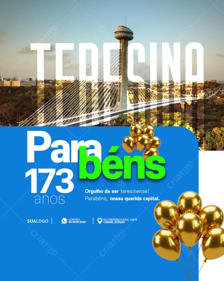 Flyer Aniversário Teresina 173 Anos PSD Editável