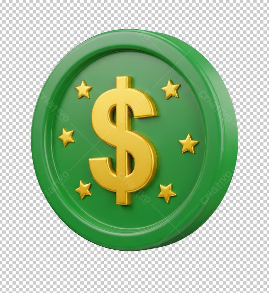 Ícone moeda Dólar PNG com fundo transparente