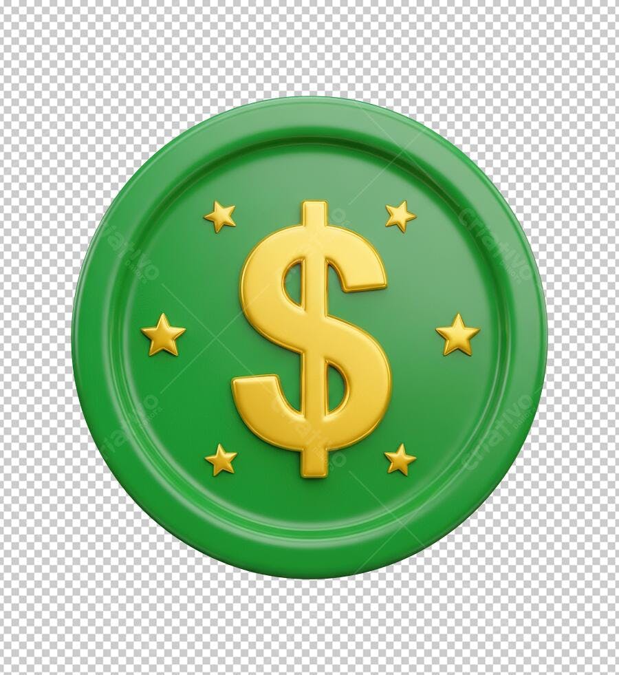Ícone moeda dólar PNG com fundo transparente