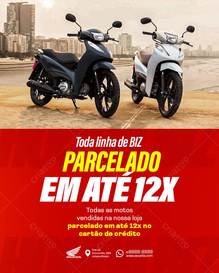 Flyer Promoção Motos Honda Biz PSD Editável