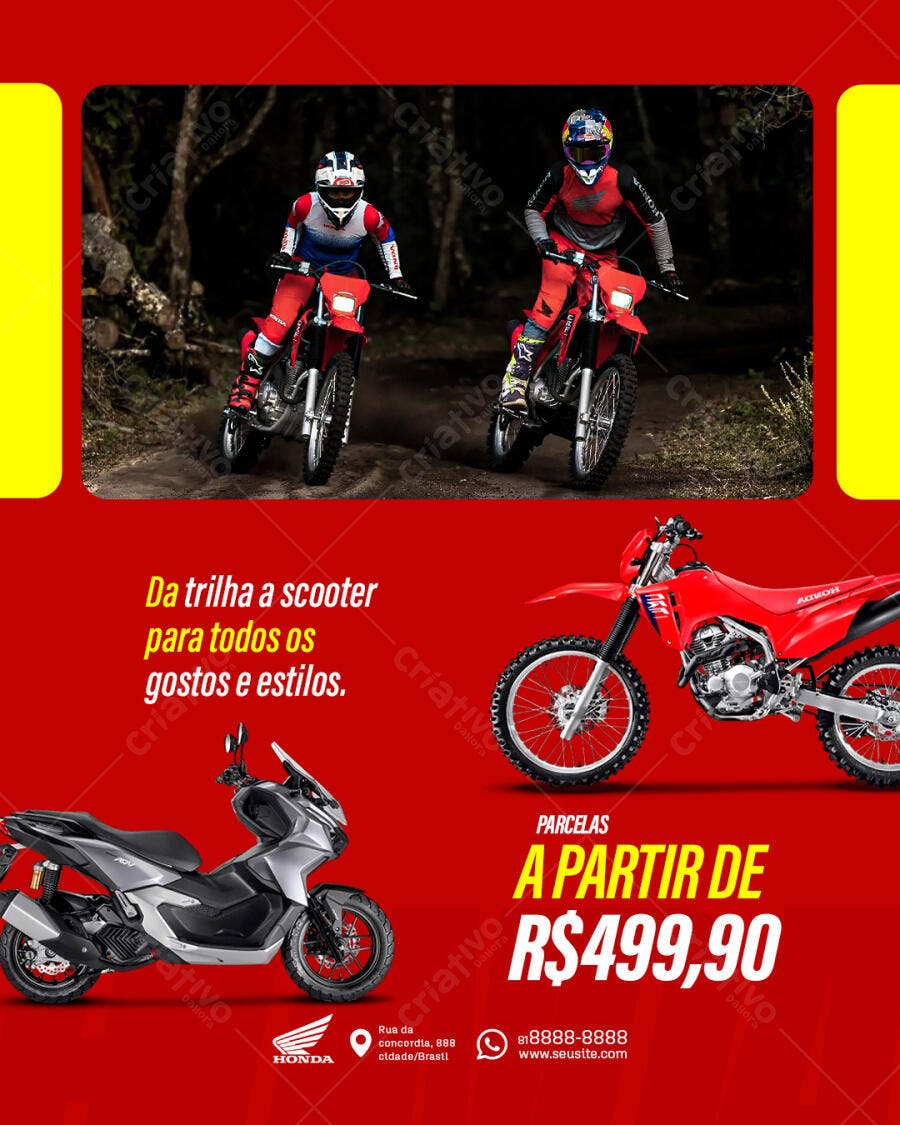 Flyer Motos Honda PSD Editável
