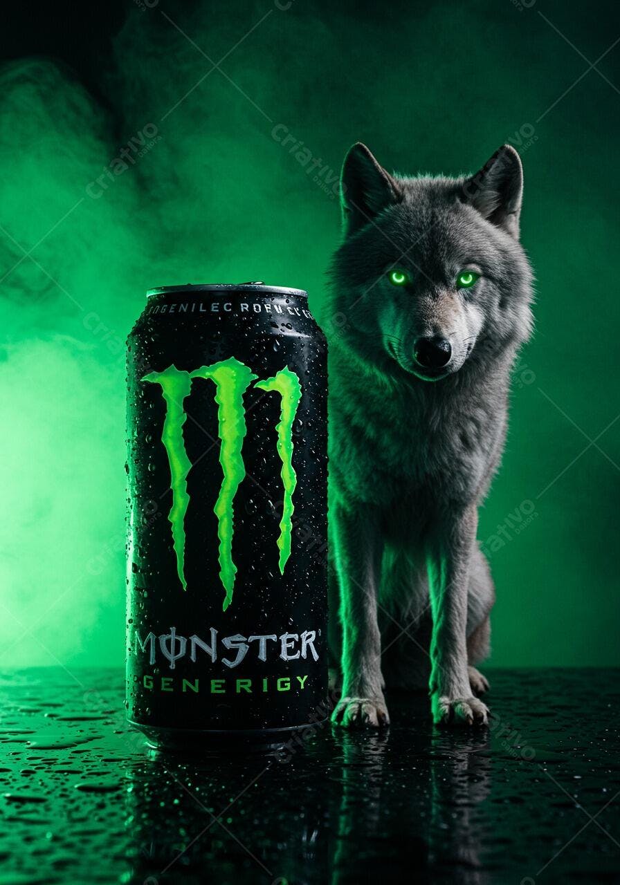 Lobo com energético Monster