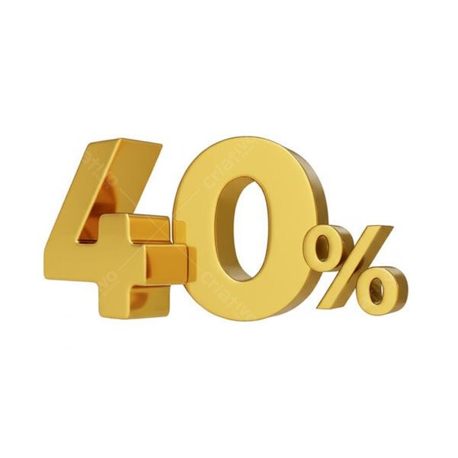 Desconto 40% ouro 3D