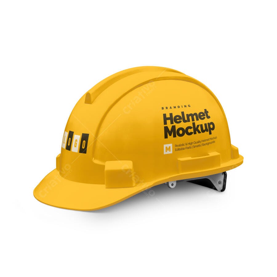 Mockup Realista de Capacete de Segurança Amarelo