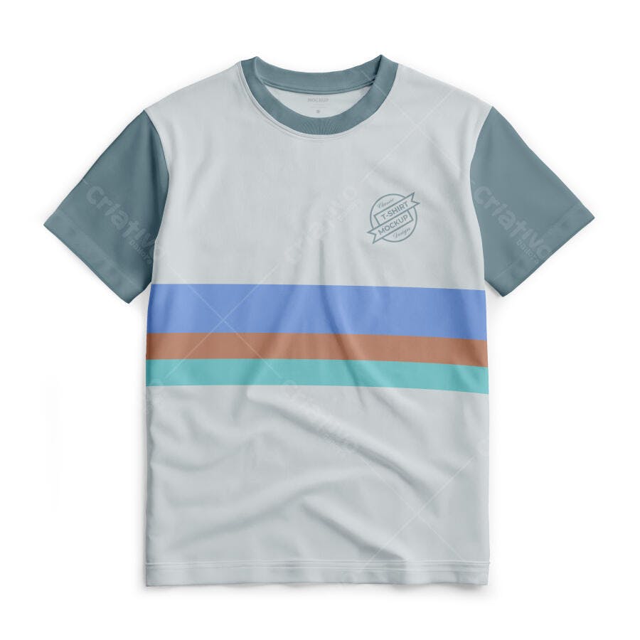 Mockup Camiseta Estilo Retro com Listras Pastel
