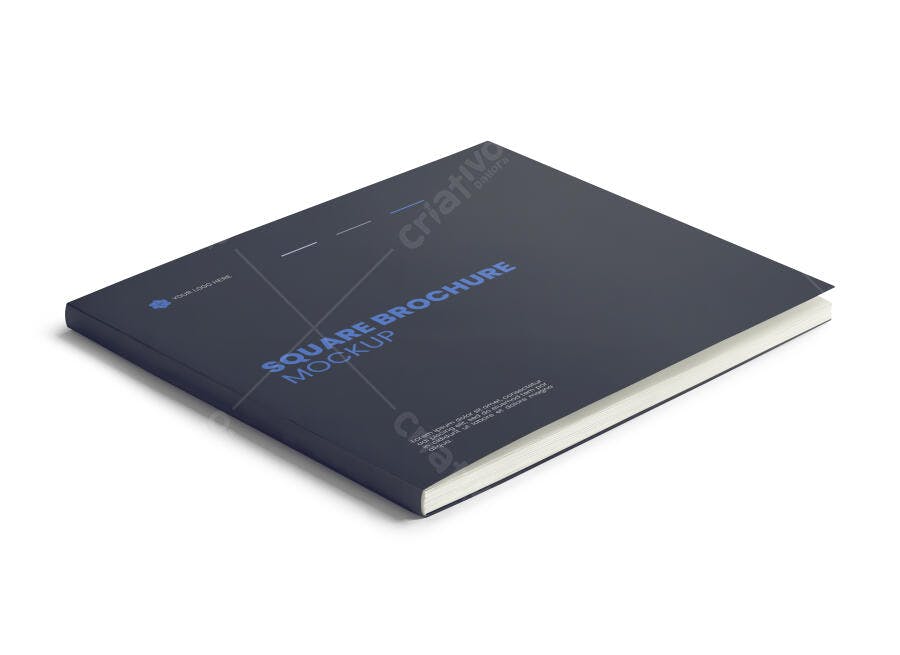 Mockup Brochura Quadrada: Design Moderno em Azul Escuro