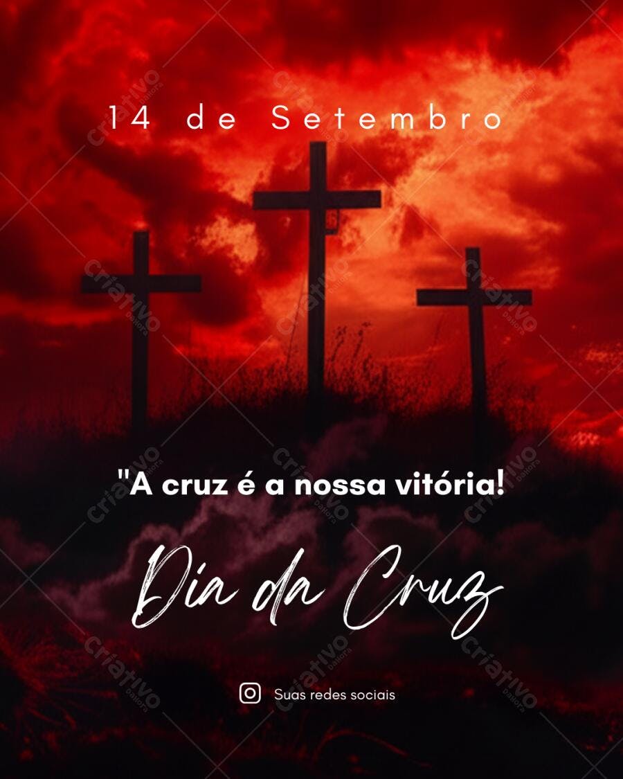 Post Instagram Dia da Cruz Vermelho e Preto Editável no Canva