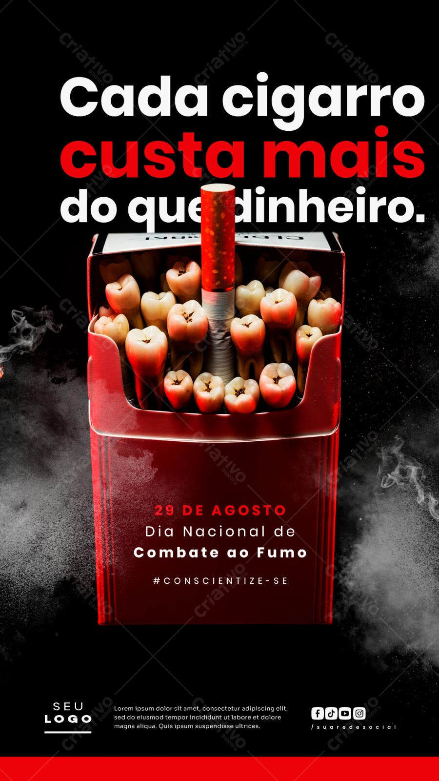 Flyer Dia Nacional de Combate ao Fumo 29 de Agosto PSD Editável