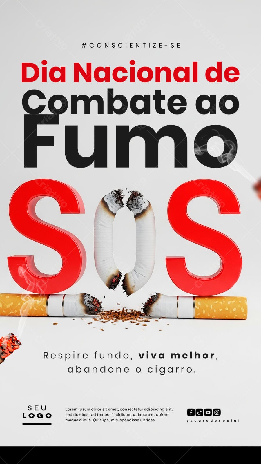 Flyer Dia Nacional de Combate ao Fumo PSD Editável